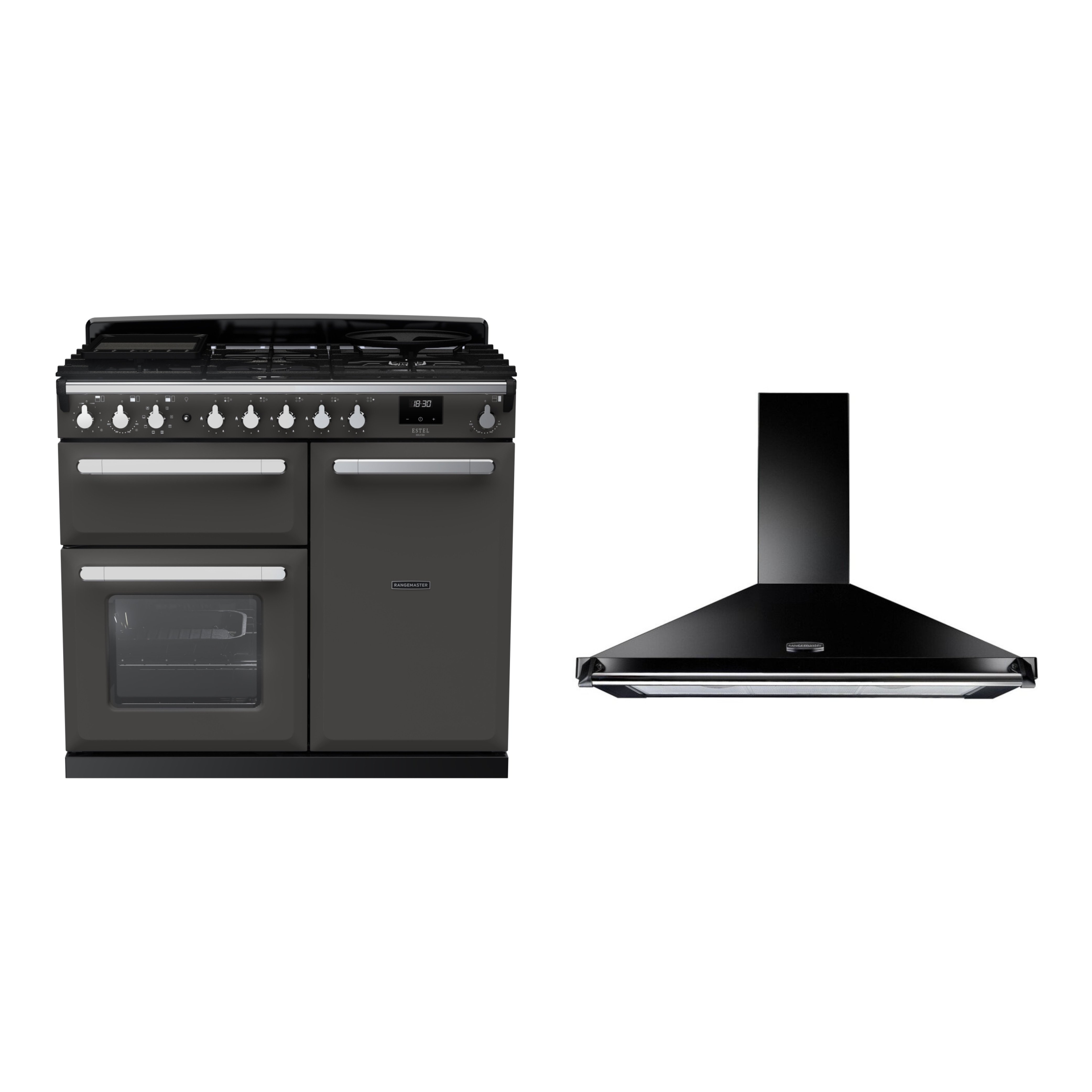 Rangemaster Estel Deluxe Dual Fuel Range Cooker & Hood Pack