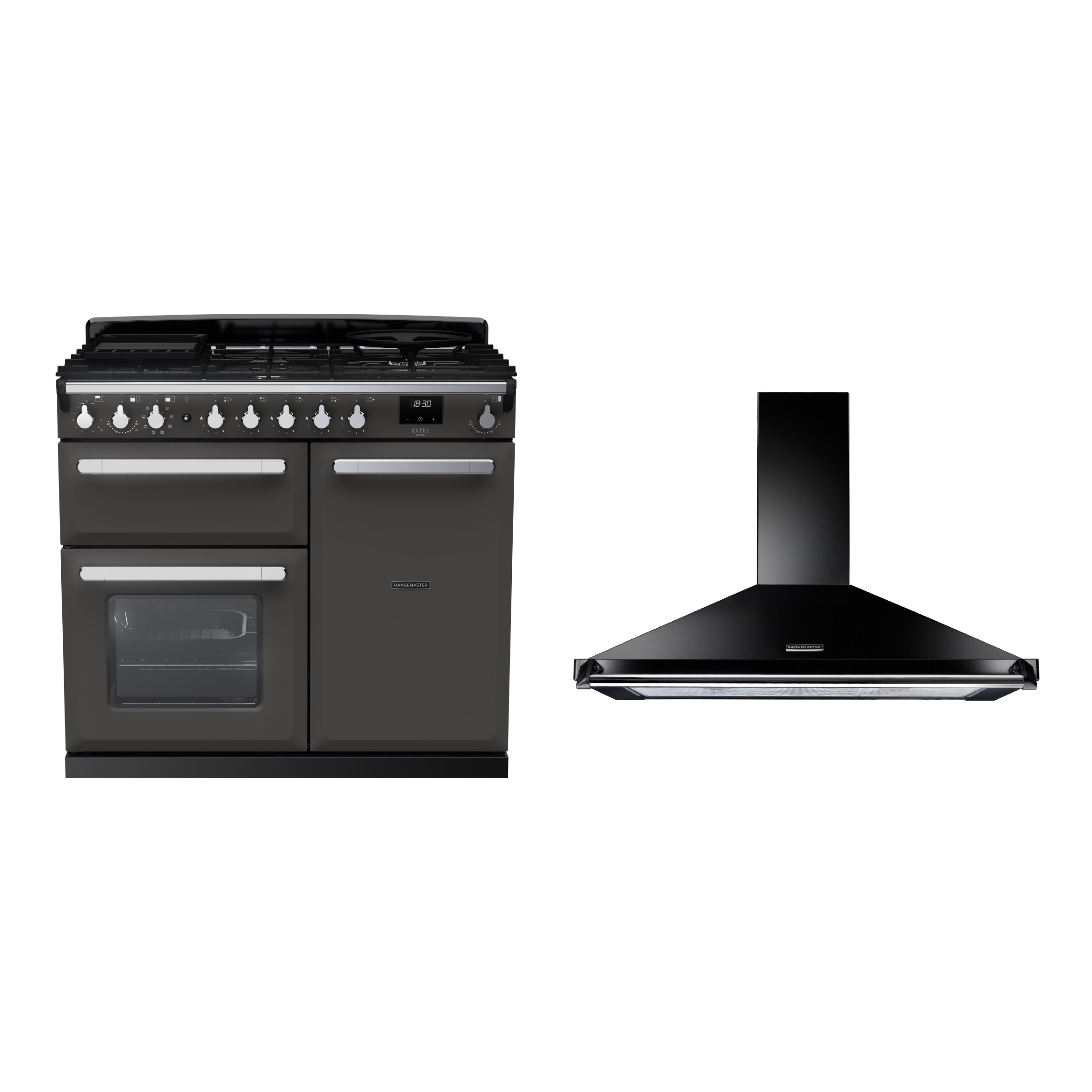 Rangemaster Estel Deluxe Dual Fuel Range Cooker & Hood Pack