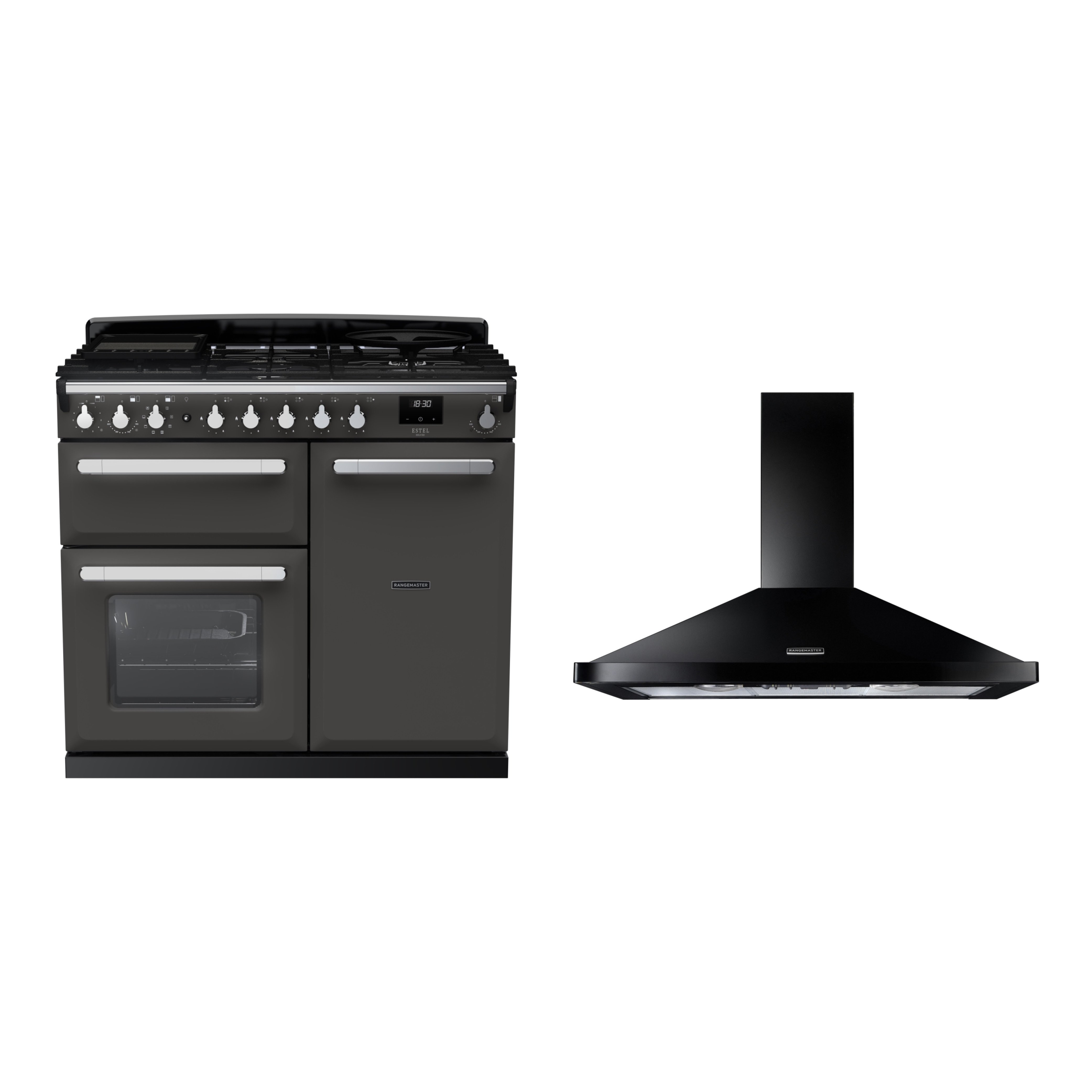 Rangemaster Estel Deluxe Dual Fuel Range Cooker & Hood Pack