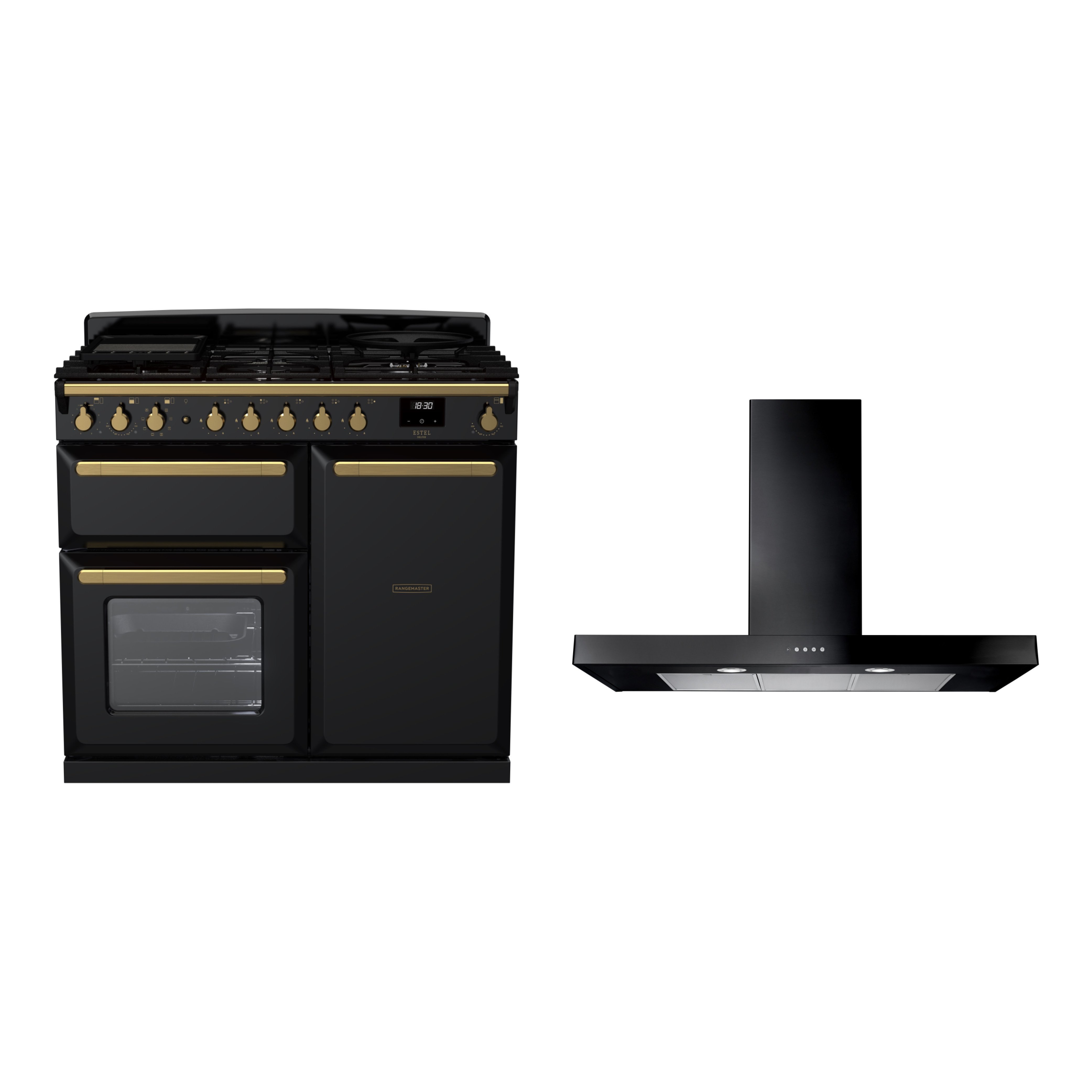 Rangemaster Estel Deluxe Dual Fuel Range Cooker & Hood Pack