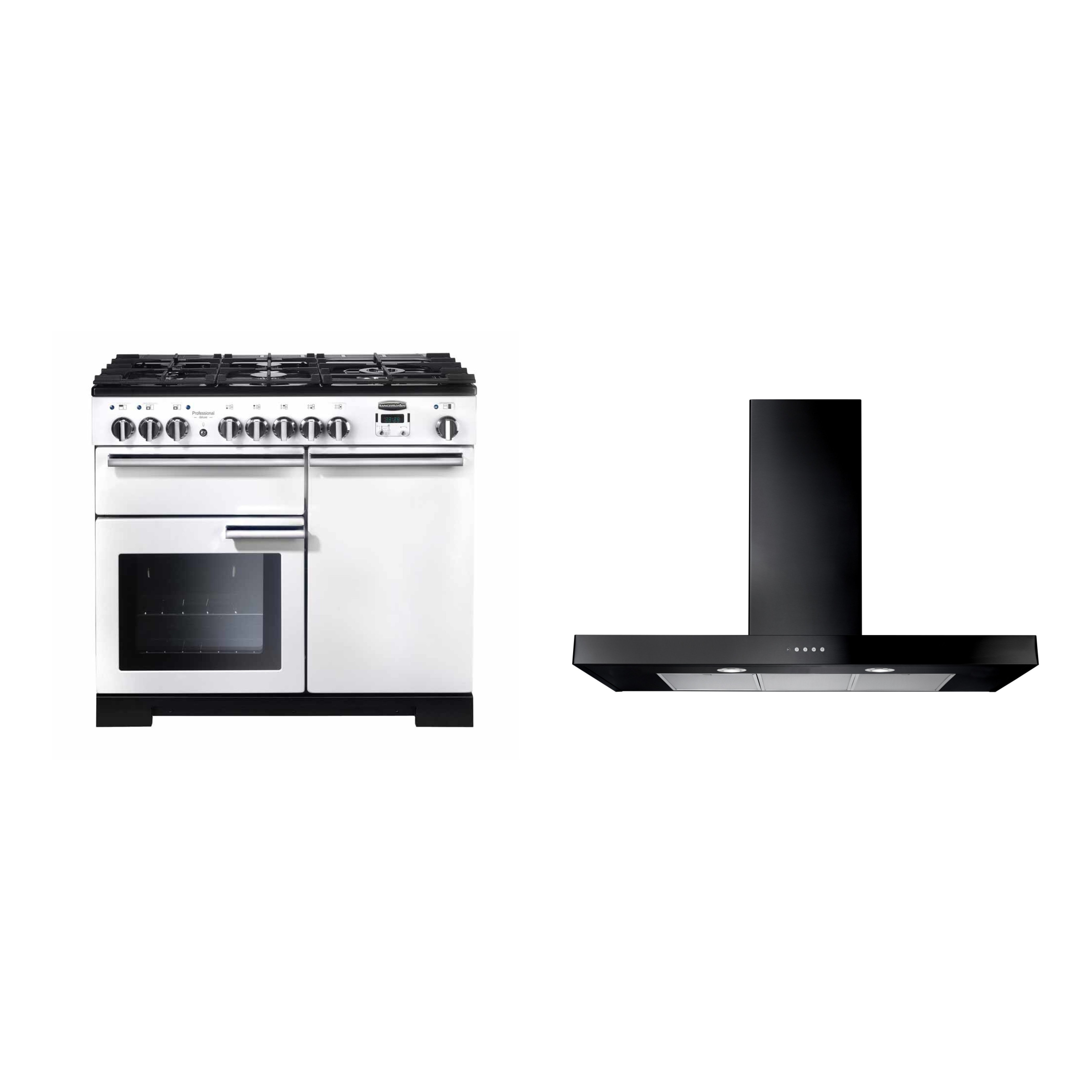 Rangemaster Professional Deluxe Dual Fuel Range Cooker & Hood Pack