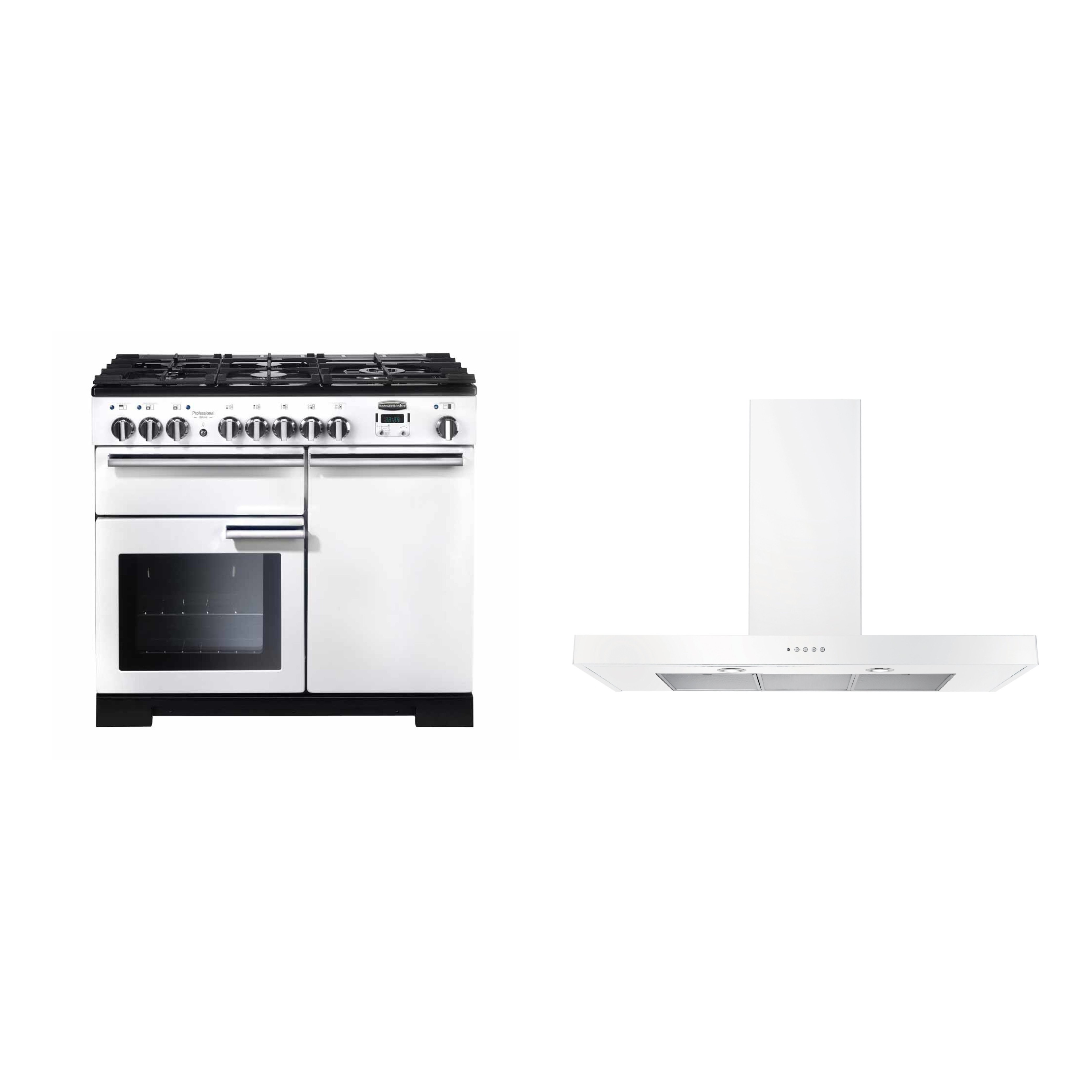 Rangemaster Professional Deluxe Dual Fuel Range Cooker & Hood Pack