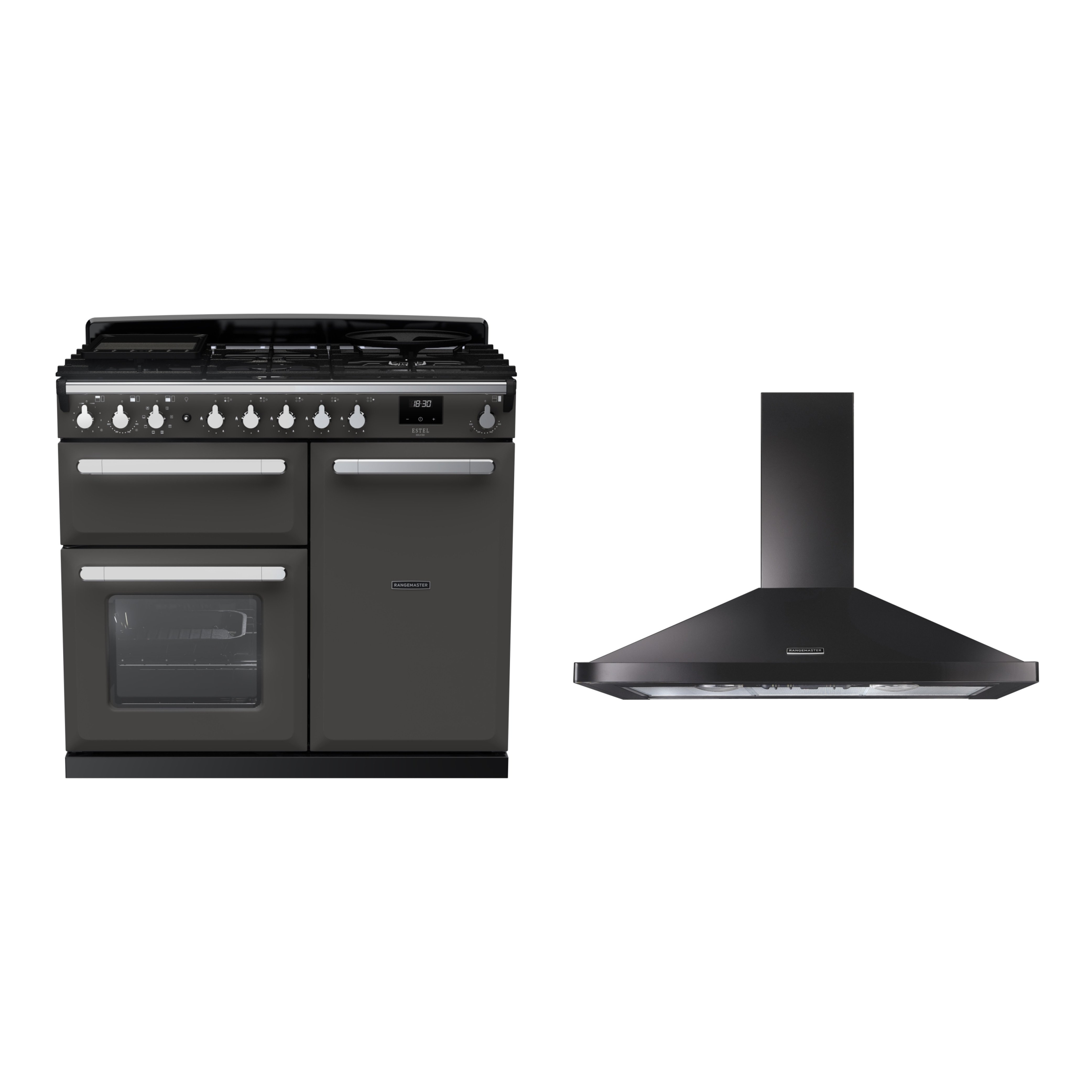 Rangemaster Estel Deluxe Dual Fuel Range Cooker & Hood Pack