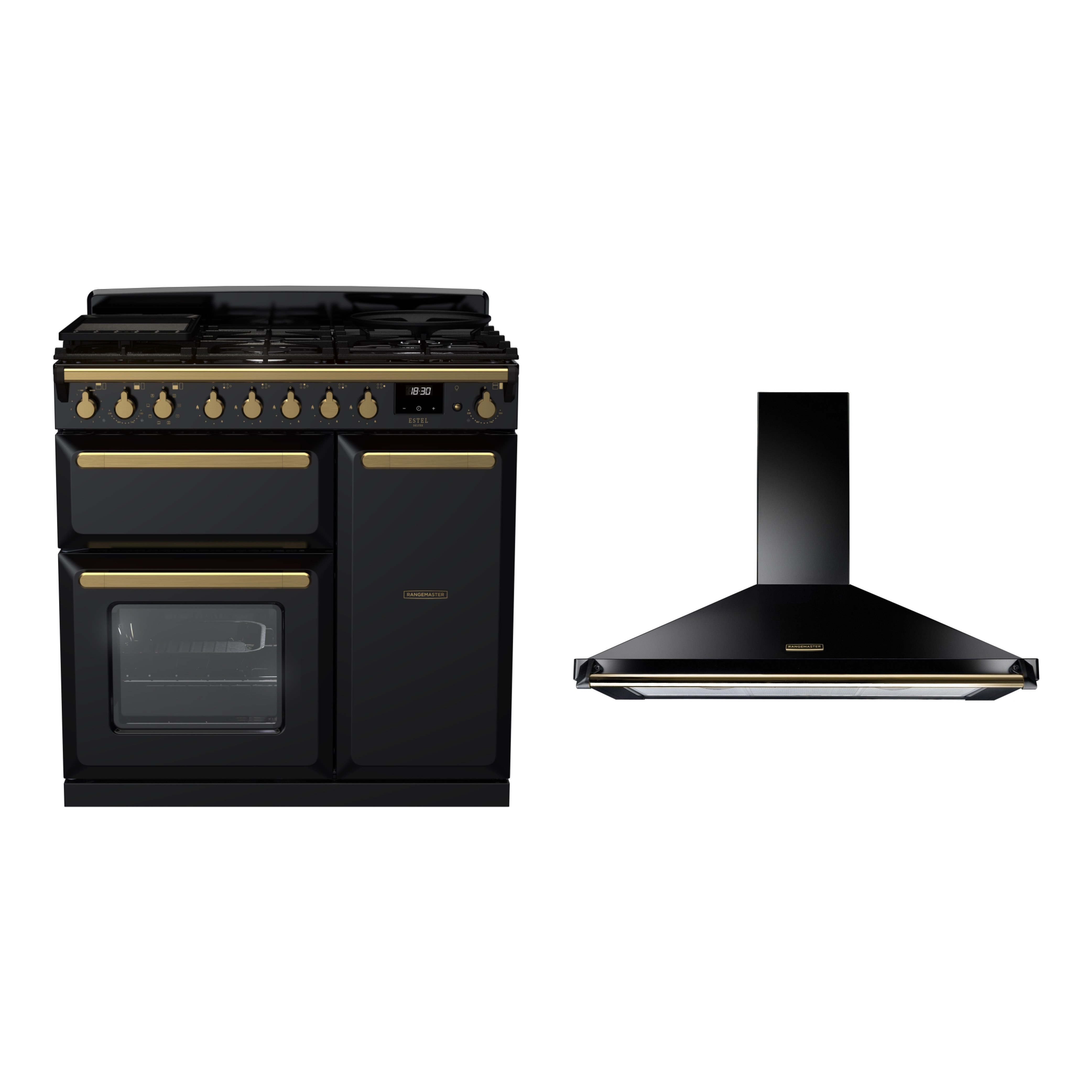 Rangemaster Estel Deluxe Dual Fuel Range Cooker & Hood Pack