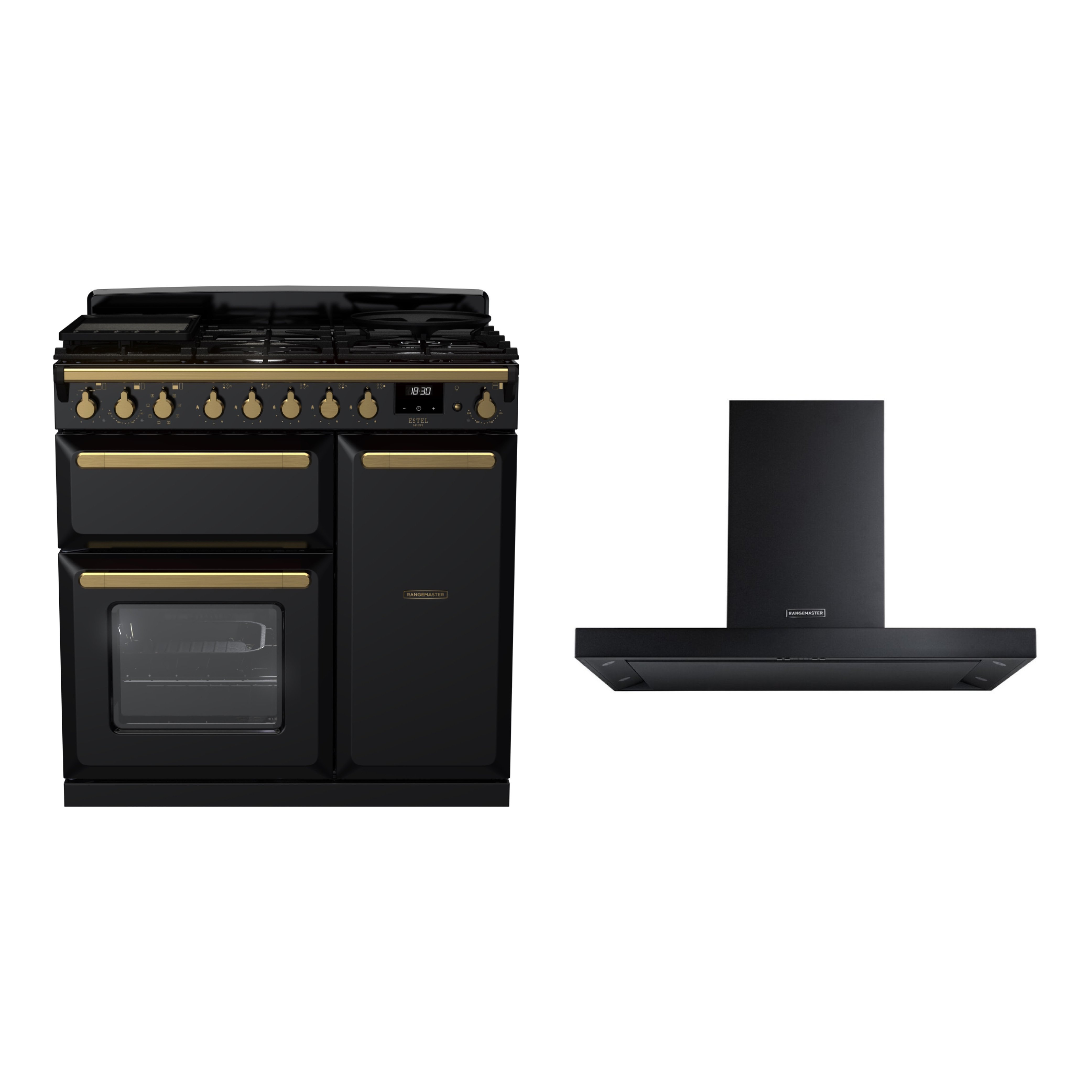 Rangemaster Estel Deluxe Dual Fuel Range Cooker & Hood Pack