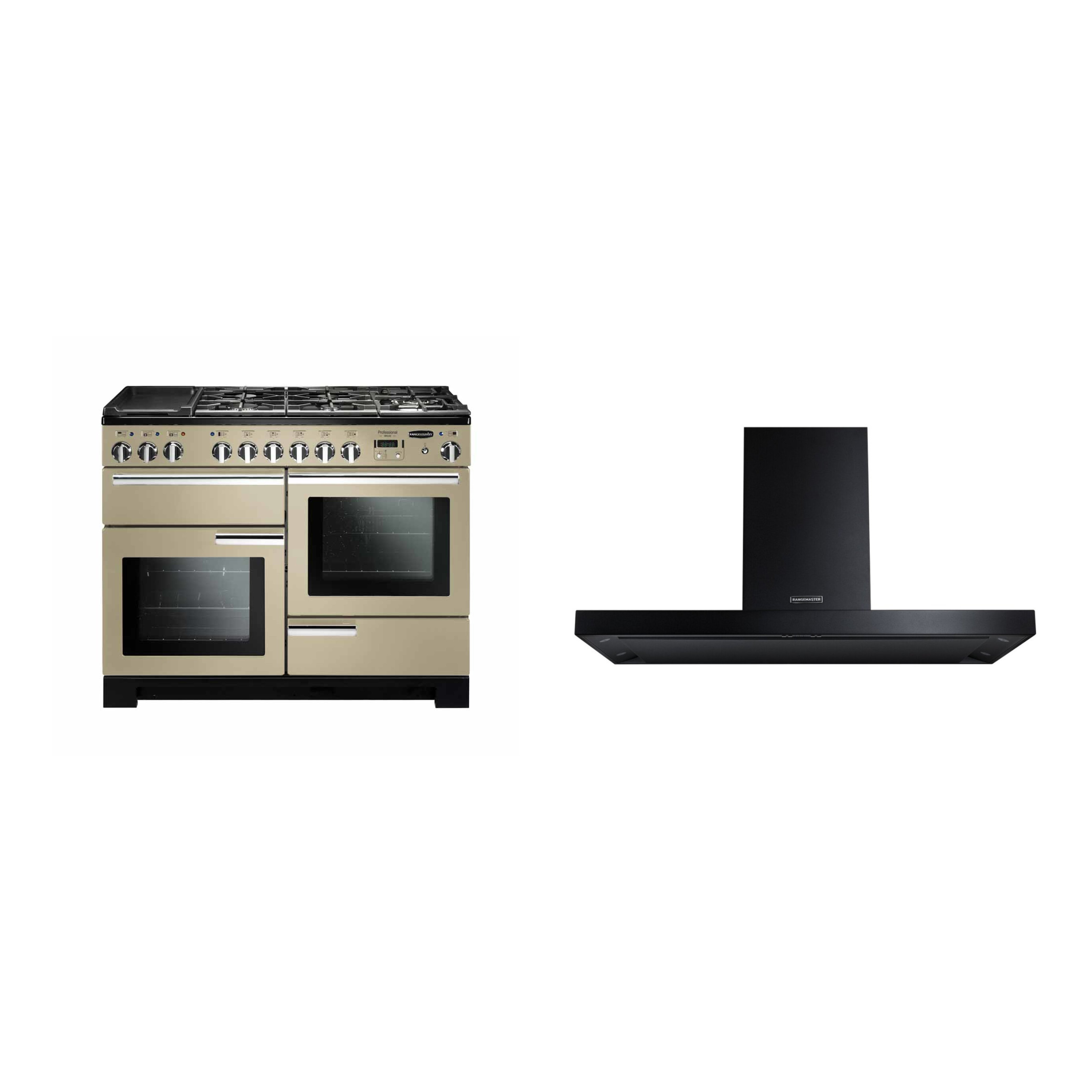 Rangemaster Professional Deluxe Dual Fuel Range Cooker & Hood Pack