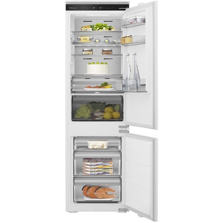 Hisense RB3B250SAWE1 No Frost Integrated Fridge Freezer, Sliding Hinge, 60/40, White, E Rated