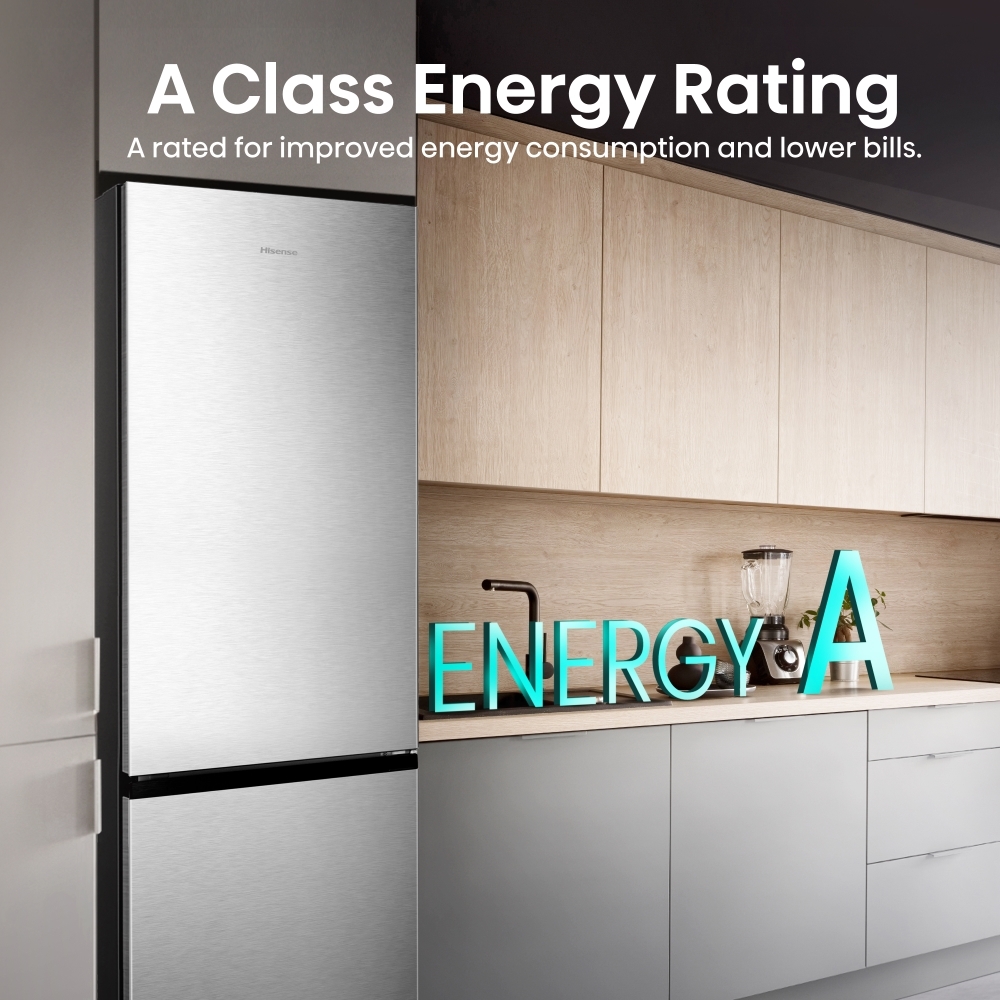 Hisense RB440N4ACA Total No Frost Fridge Freezer, 70/30, Stainless Steel, A Rated