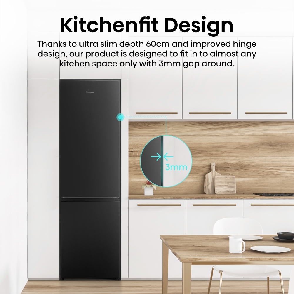 Hisense RB440N4AFA Total No Frost Fridge Freezer, 70/30, Black, A Rated