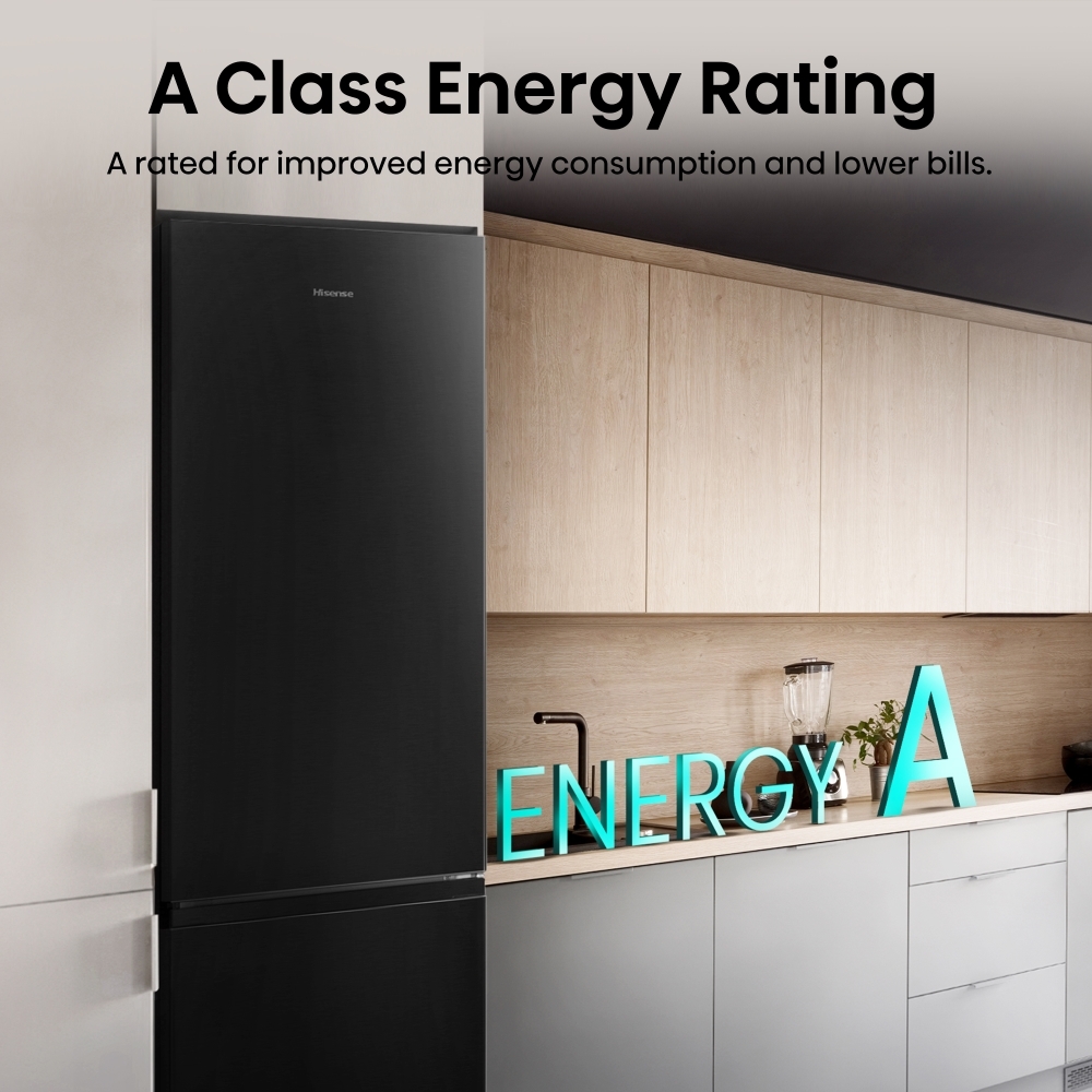 Hisense RB440N4AFA Total No Frost Fridge Freezer, 70/30, Black, A Rated