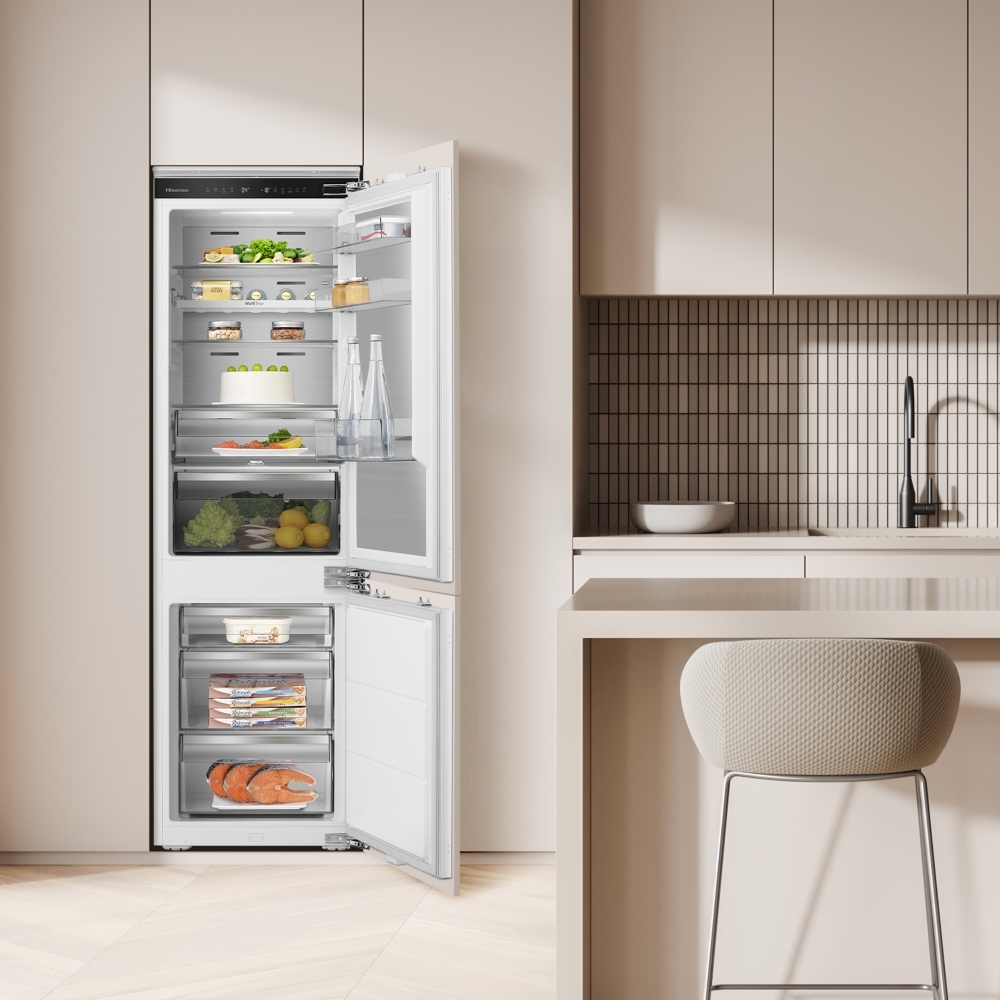 Hisense RB5B250SSWC1 Total No Frost Integrated Fridge Freezer, Sliding Hinge, 60/40, C Rated