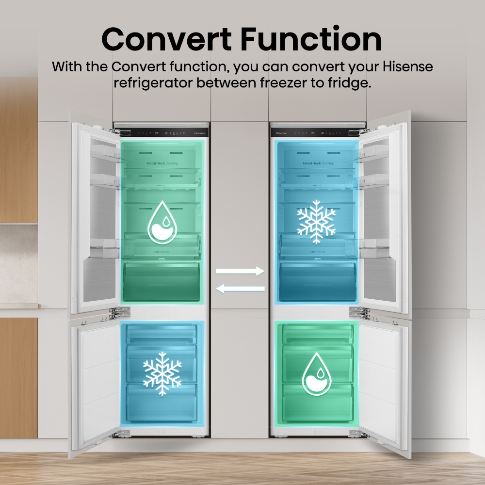Hisense RB5B250SSWC1 Total No Frost Integrated Fridge Freezer, Sliding Hinge, 60/40, C Rated
