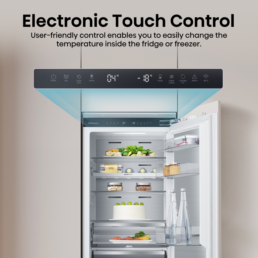 Hisense RB5B250SSWC1 Total No Frost Integrated Fridge Freezer, Sliding Hinge, 60/40, C Rated