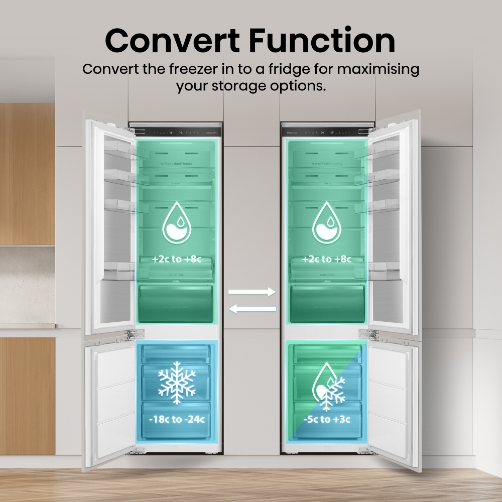 Hisense RB5B280SSWC No Frost Integrated Fridge Freezer, Fixed Hinge, 70/30, White, E Rated