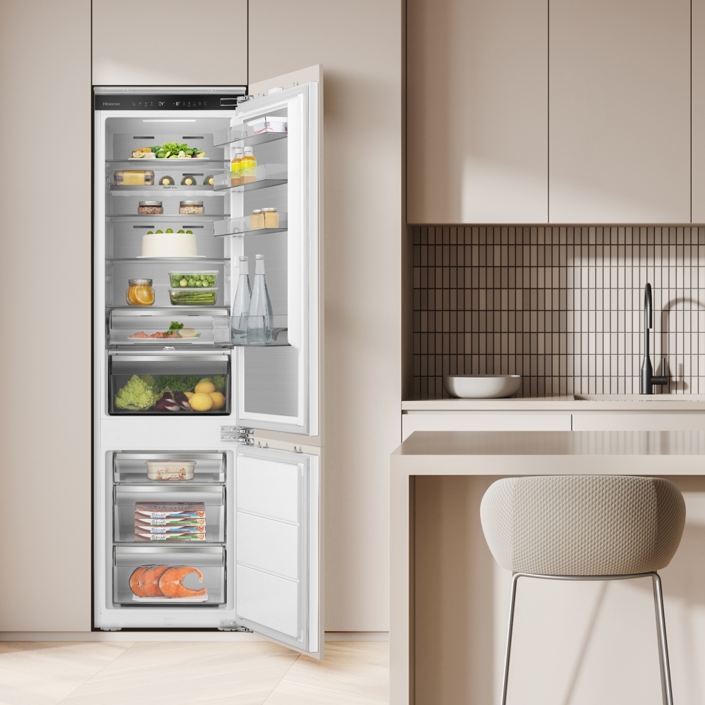 Hisense RB5B280SSWC No Frost Integrated Fridge Freezer, Fixed Hinge, 70/30, White, E Rated