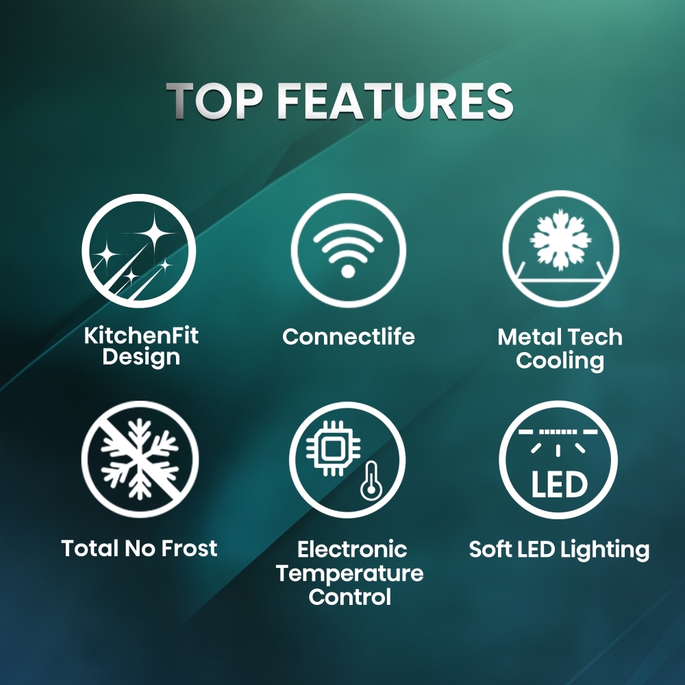 Hisense RB5K330GSFC KitchenFit Eclipse Total No Frost Wi-Fi Connected Fridge Freezer, Black Stainless, 60/40, C Rated