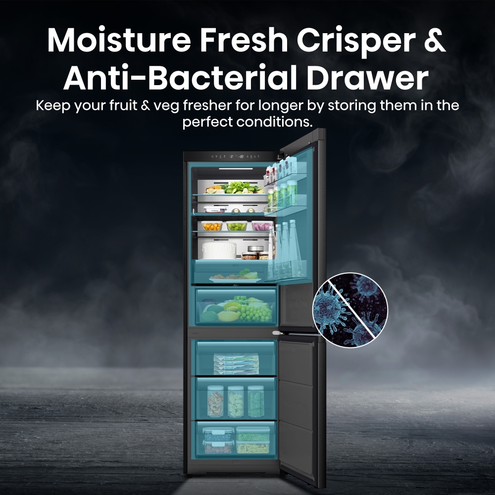 Hisense RB5K330GSFC KitchenFit Eclipse Total No Frost Wi-Fi Connected Fridge Freezer, Black Stainless, 60/40, C Rated