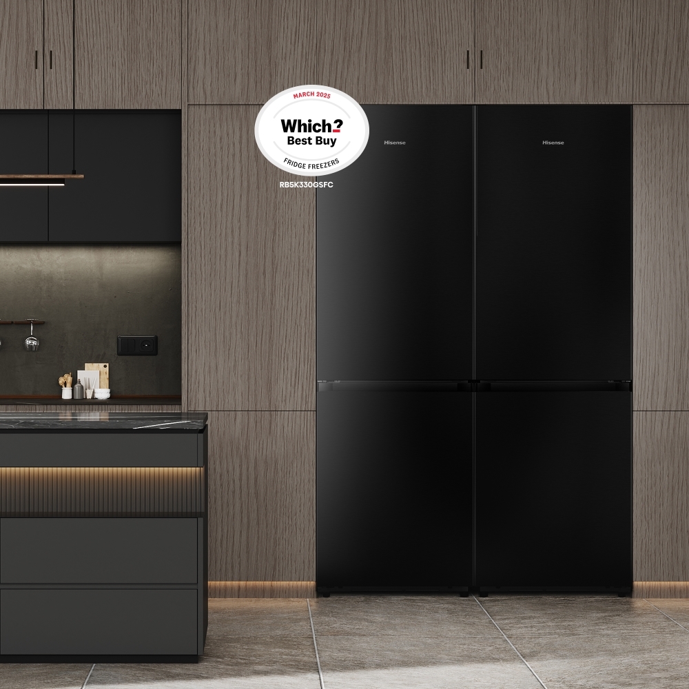 Hisense RB5K330GSFC KitchenFit Eclipse Total No Frost Wi-Fi Connected Fridge Freezer, Black Stainless, 60/40, C Rated