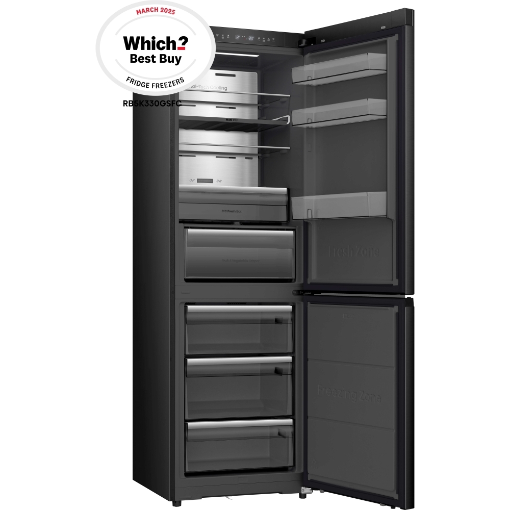 Hisense RB5K330GSFC KitchenFit Eclipse Total No Frost Wi-Fi Connected Fridge Freezer, Black Stainless, 60/40, C Rated