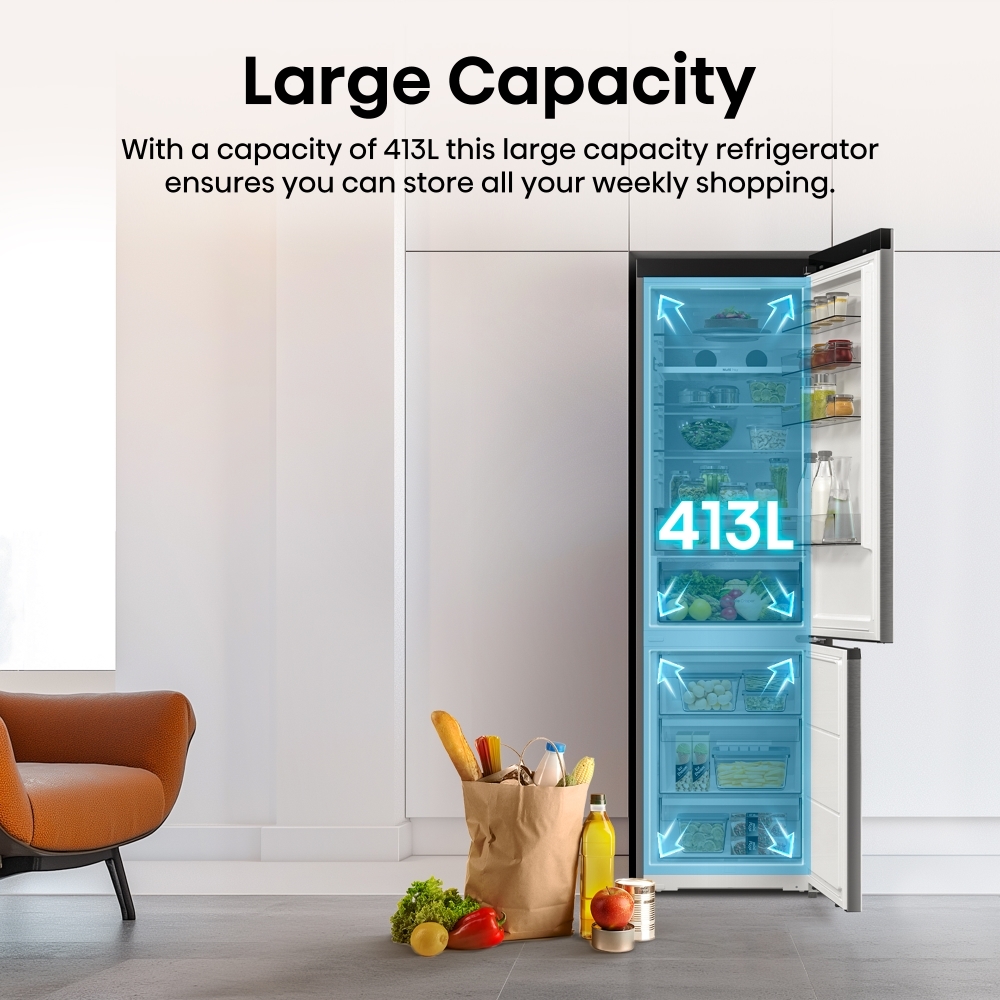 Hisense RB5P410SACCUK No Frost Fridge Freezer, 70/30, Silver, C Rated