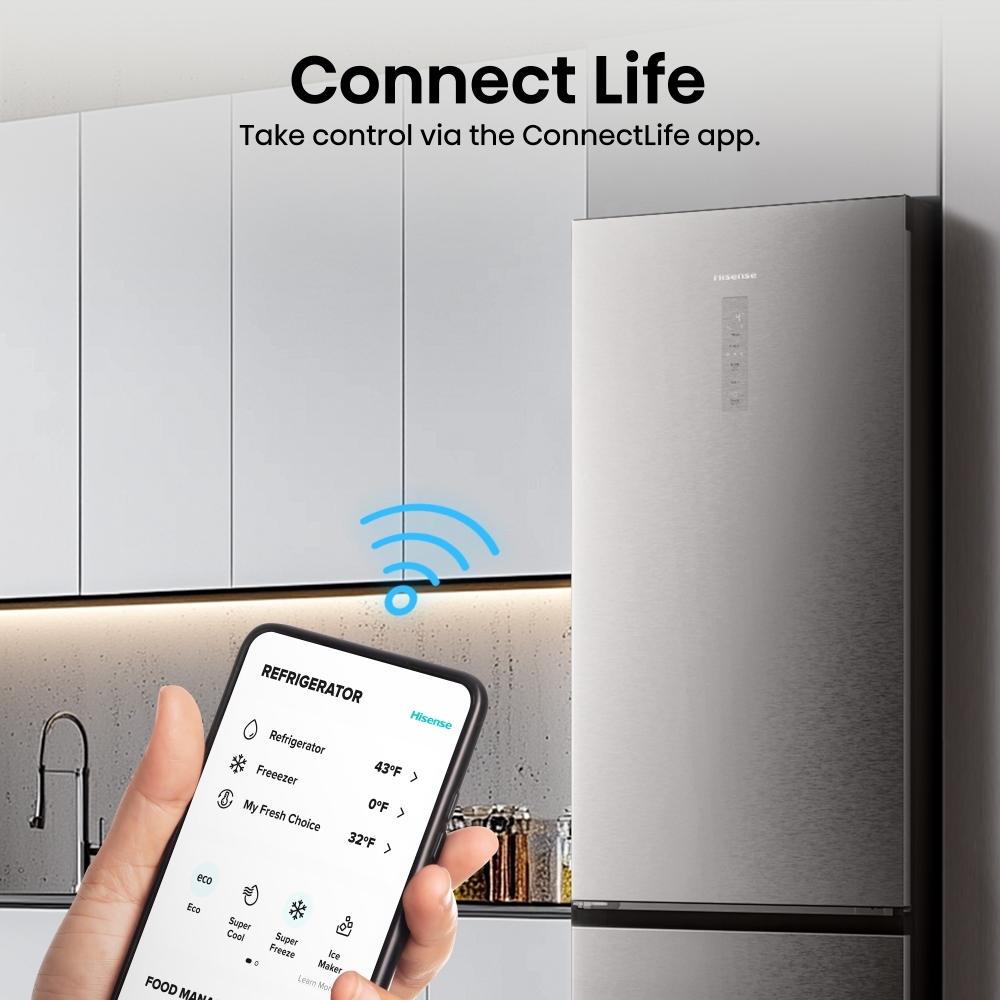 Hisense RB5P410SACCUK No Frost Fridge Freezer, 70/30, Silver, C Rated