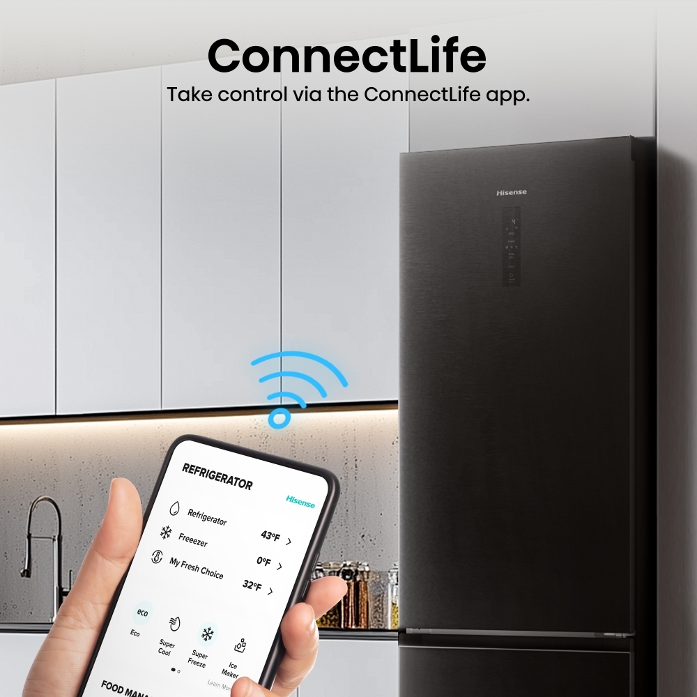 Hisense RB5P410SAFCUK Total No Frost Fridge Freezer, 70/30, Black, C Rated