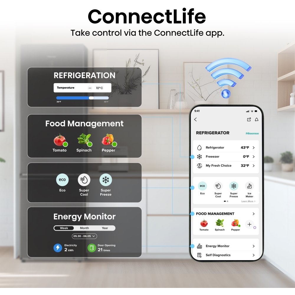 Hisense RB5P410SAFCUK Total No Frost Fridge Freezer, 70/30, Black, C Rated