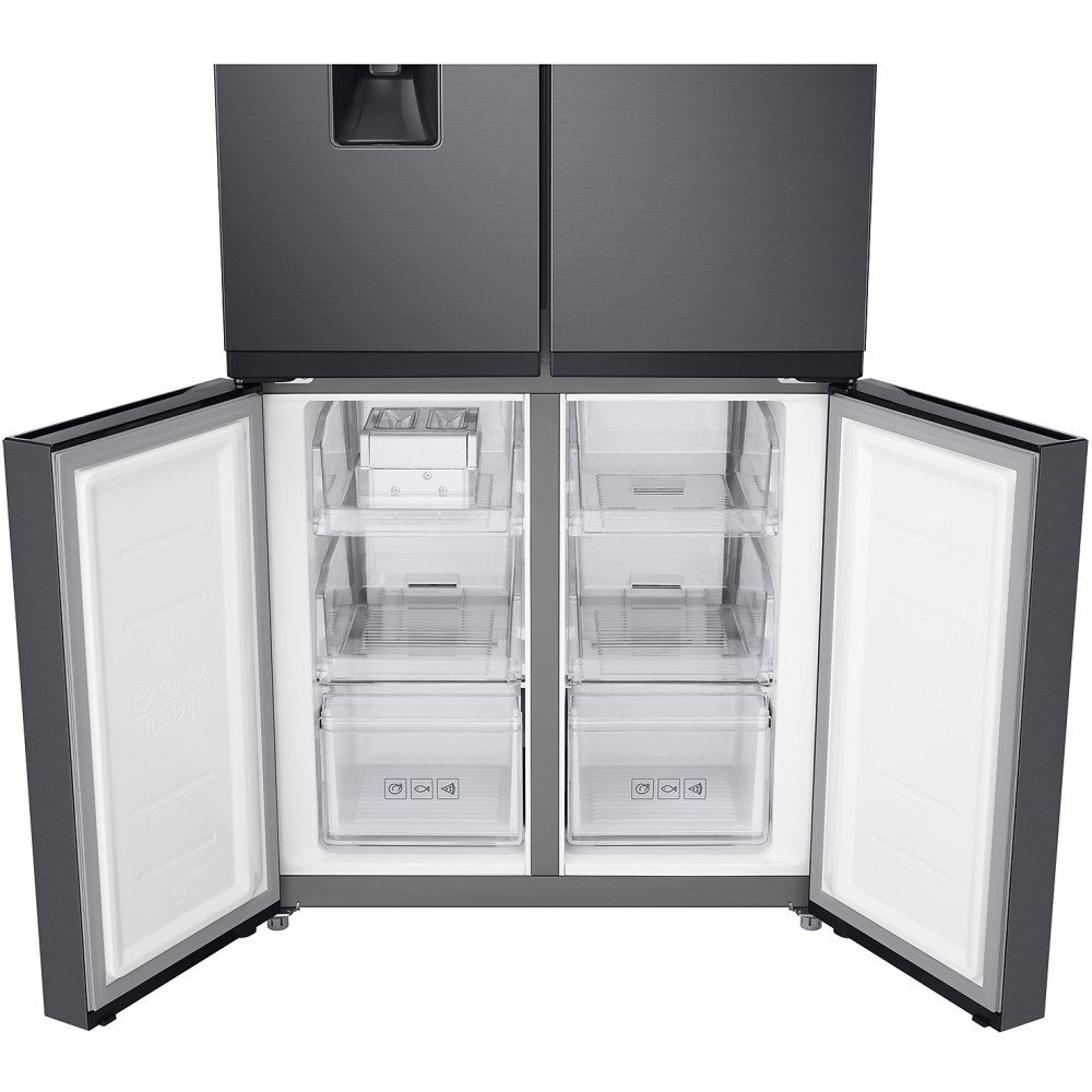 Samsung RF48A401EB4 Series 8 American Fridge Freezer, Gentle Black Matt, E Rated,  Non-Plumbed
