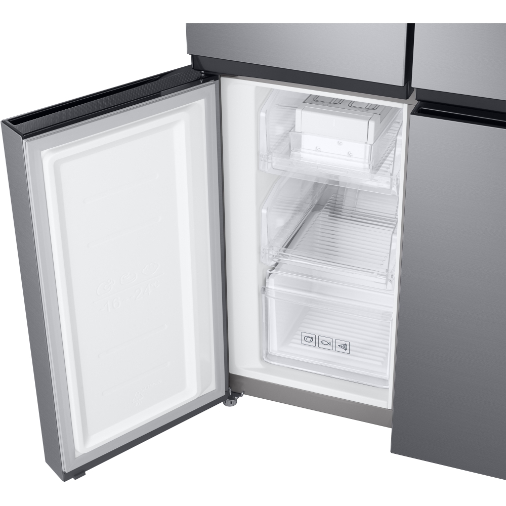 Samsung RF48A401EM9 Series 8 American Fridge Freezer, Gentle Silver Matt, E Rated,  Non-Plumbed