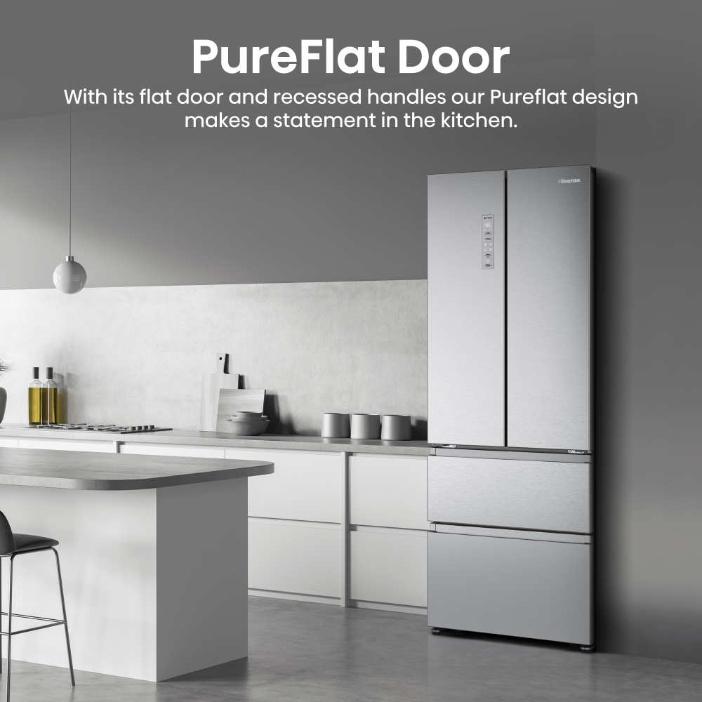 Hisense RF632N4AIE1 American Fridge Freezer, Stainless Steel, E Rated,  Non-Plumbed
