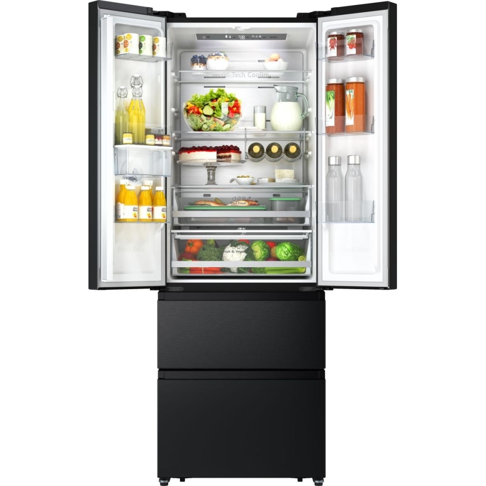 Hisense RF632N4WFE American Fridge Freezer, Black, E Rated,  Non-Plumbed