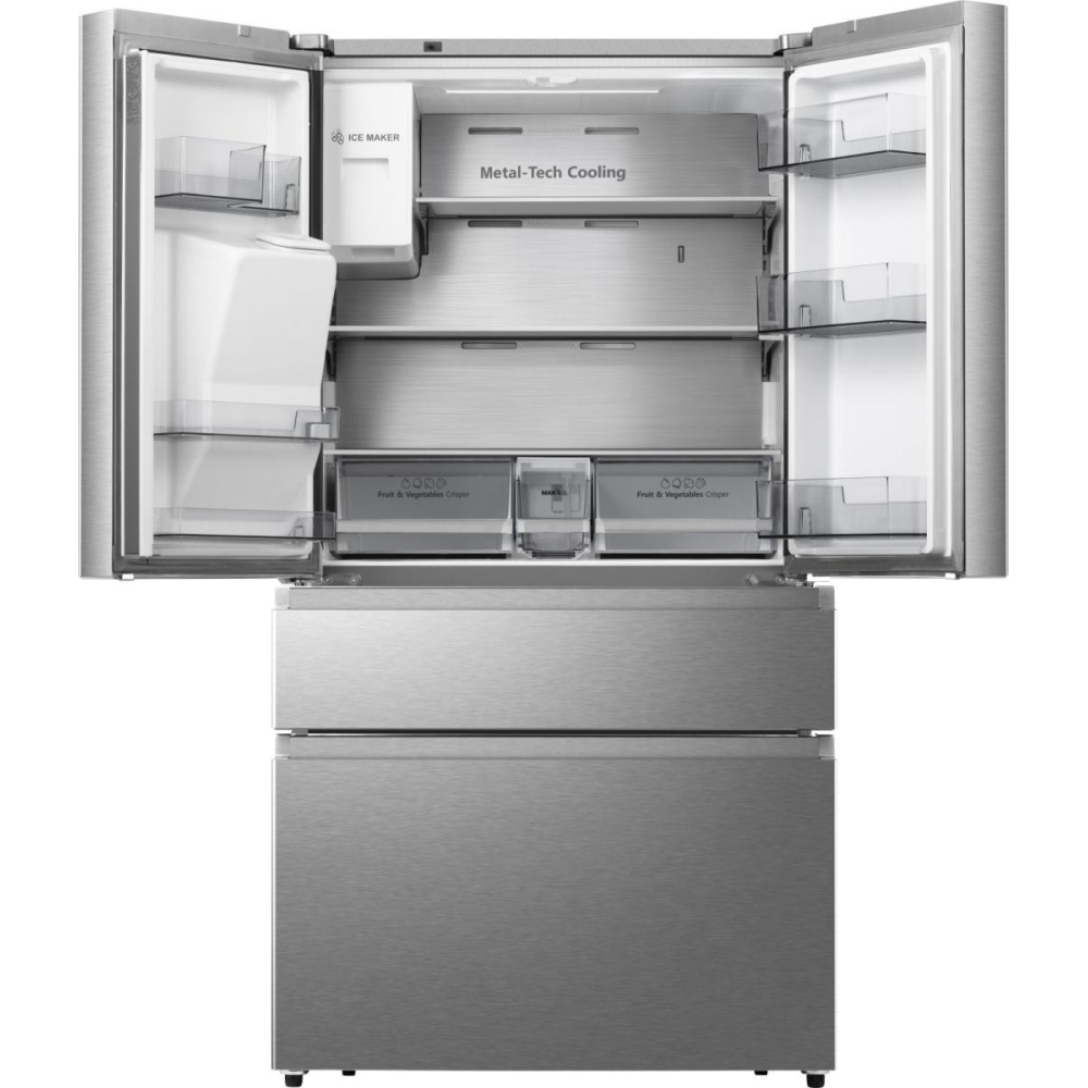 Hisense RF728N4SASE American Fridge Freezer, Stainless Steel, E Rated,  Non-Plumbed