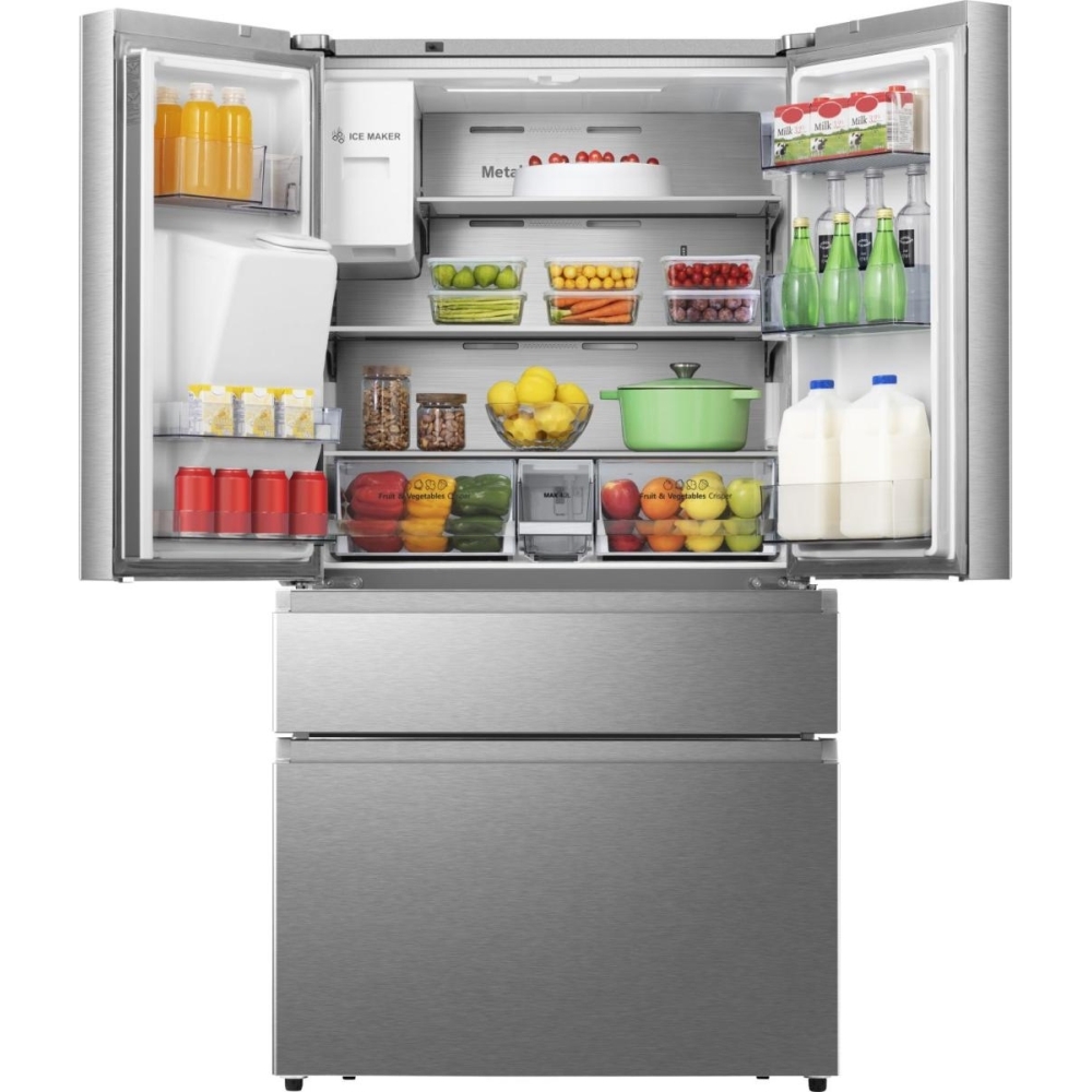 Hisense RF728N4SASE American Fridge Freezer, Stainless Steel, E Rated,  Non-Plumbed