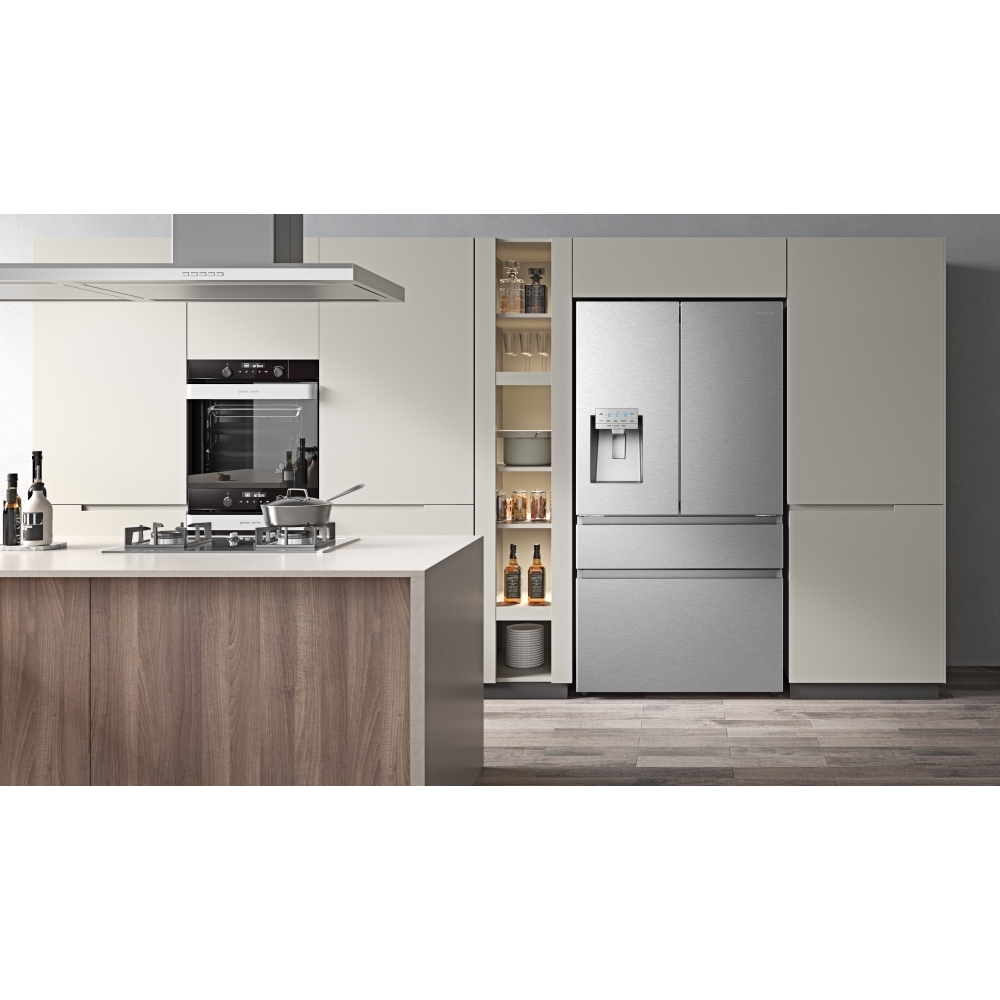 Hisense RF728N4SASE American Fridge Freezer, Stainless Steel, E Rated,  Non-Plumbed