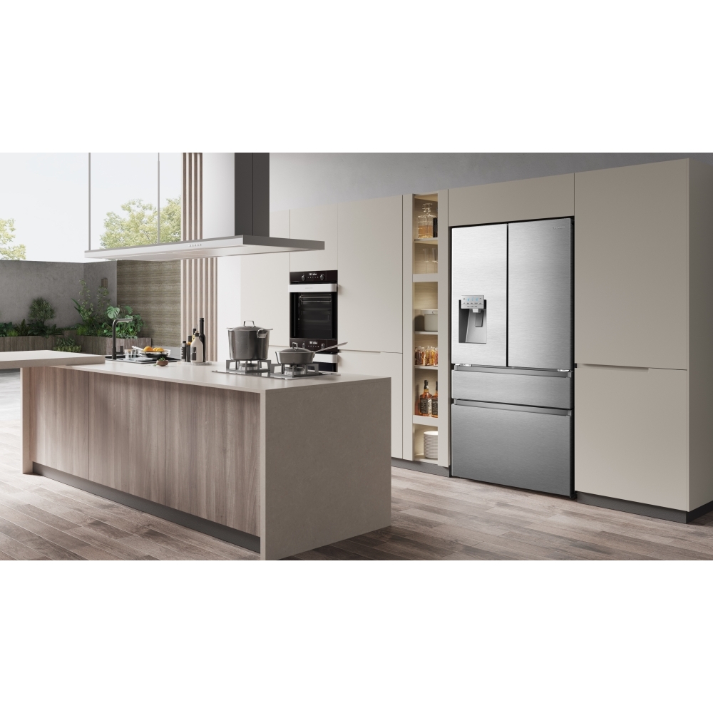 Hisense RF728N4SASE American Fridge Freezer, Stainless Steel, E Rated,  Non-Plumbed