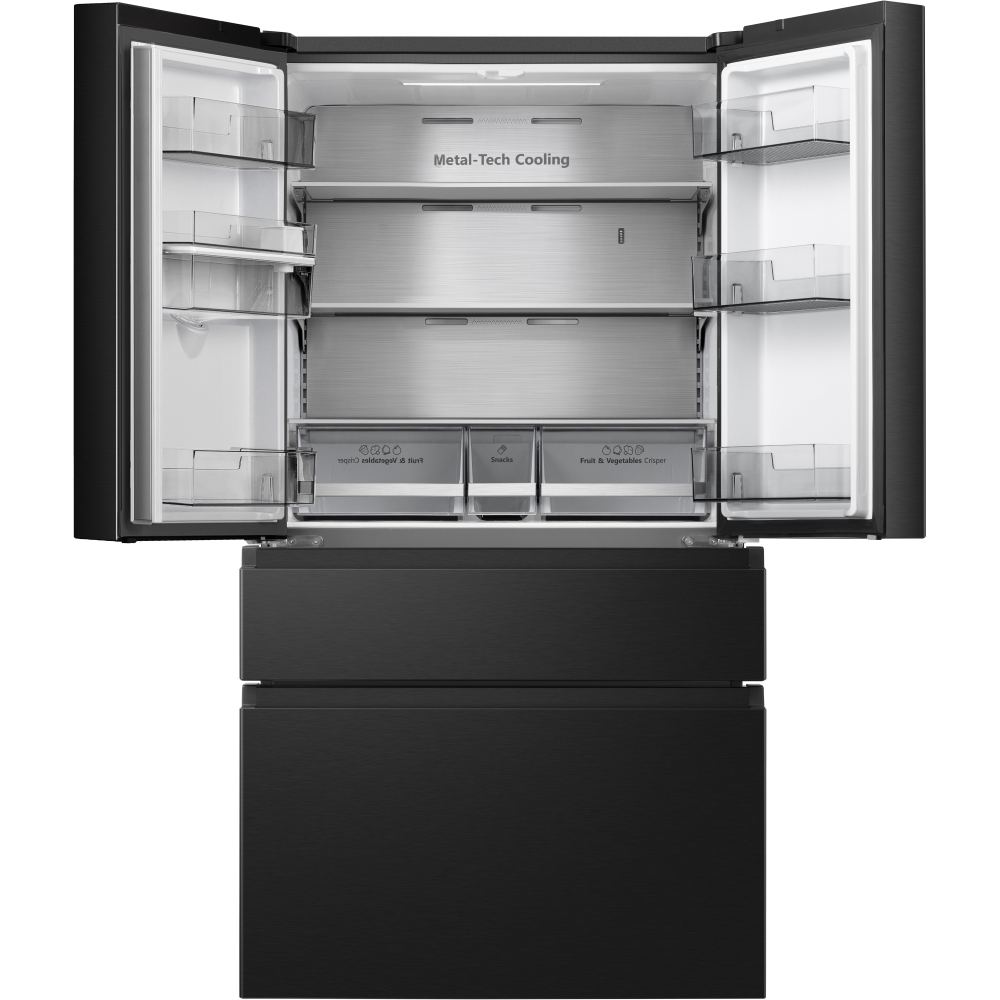 Hisense RF749N4SWFE American Fridge Freezer, Black, E Rated,  Non-Plumbed