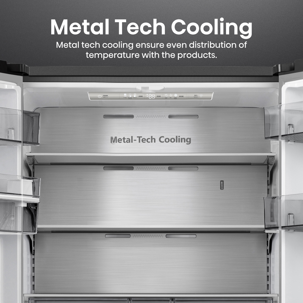 Hisense RF749N4SWSE American Fridge Freezer, Stainless Steel, E Rated,  Non-Plumbed