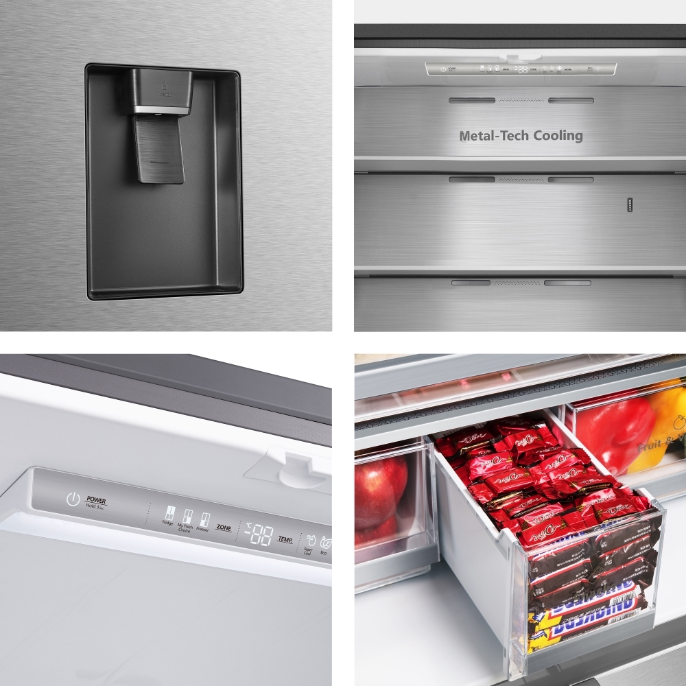 Hisense RF749N4SWSE American Fridge Freezer, Stainless Steel, E Rated,  Non-Plumbed