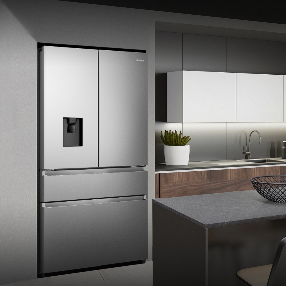Hisense RF749N4SWSE American Fridge Freezer, Stainless Steel, E Rated,  Non-Plumbed
