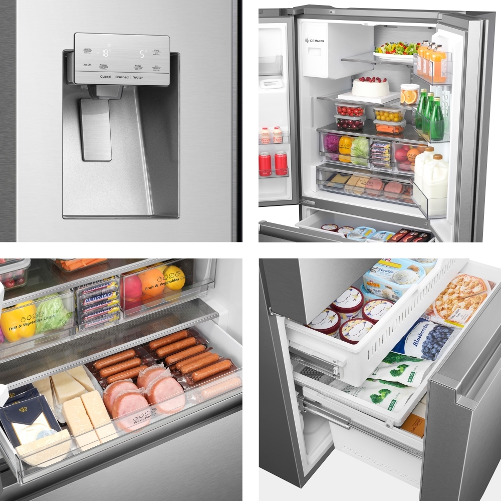 Hisense RF793N4SASE American Fridge Freezer, Stainless Steel, E Rated,  Plumbed