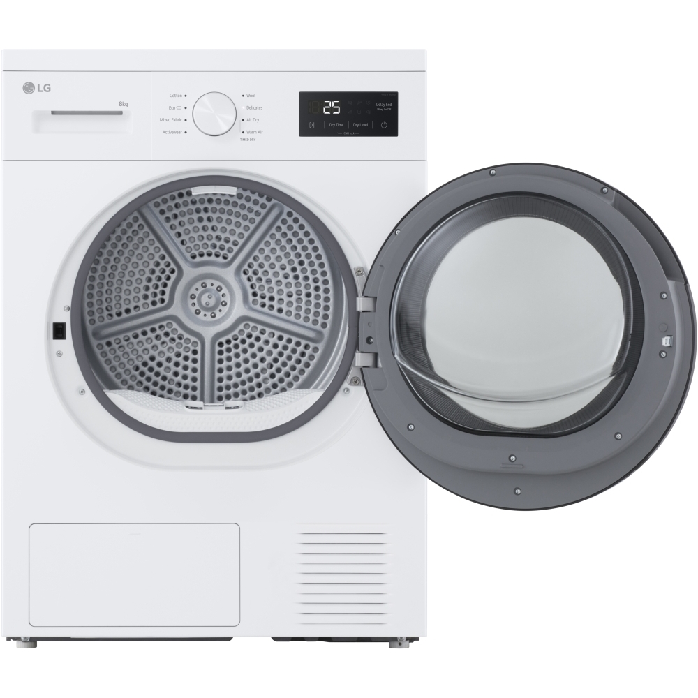 LG RHA1008NWK Heat Pump Tumble Dryer, 8kg, White, A++ Rated