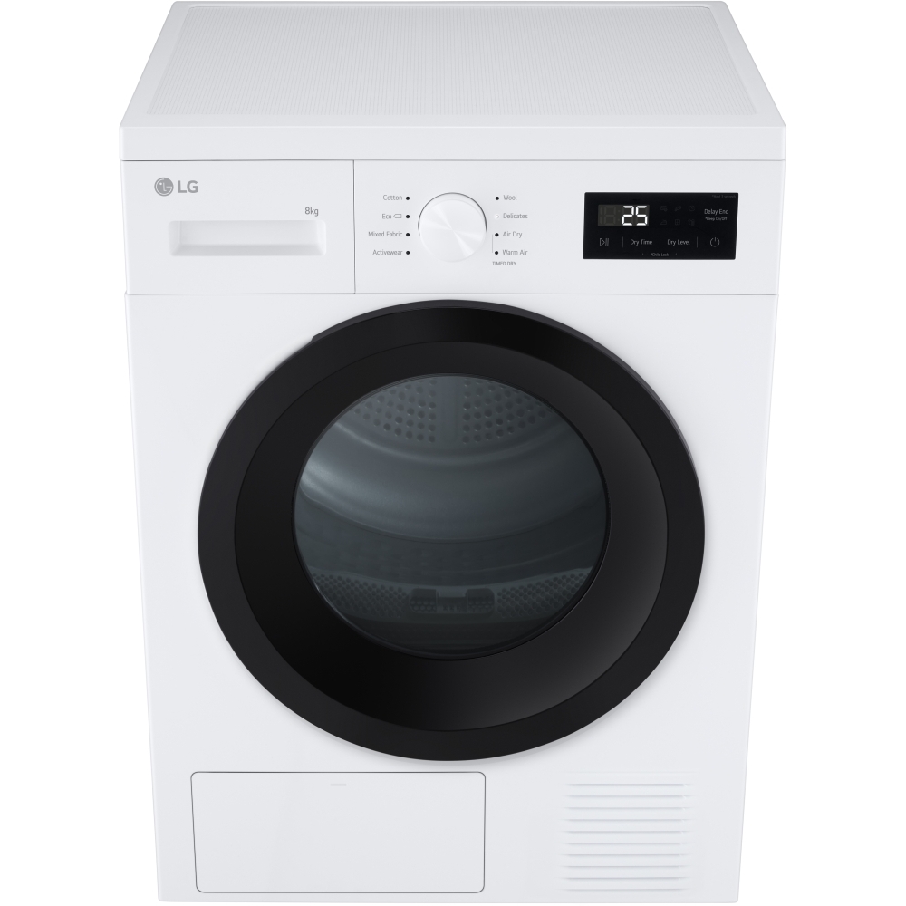 LG RHA1008NWK Heat Pump Tumble Dryer, 8kg, White, A++ Rated