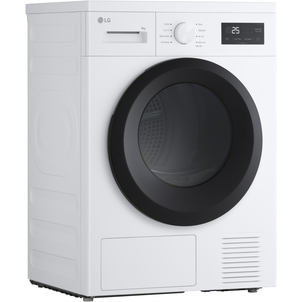 LG RHA1008NWK Heat Pump Tumble Dryer, 8kg, White, A++ Rated