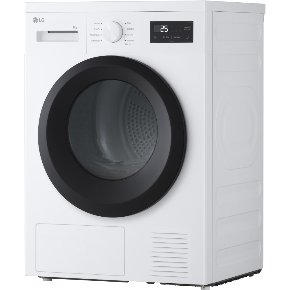 LG RHA1008NWK Heat Pump Tumble Dryer, 8kg, White, A++ Rated