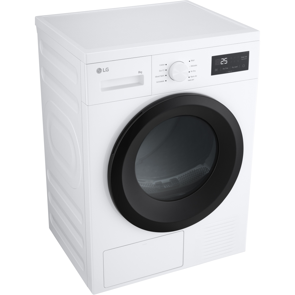 LG RHA1008NWK Heat Pump Tumble Dryer, 8kg, White, A++ Rated