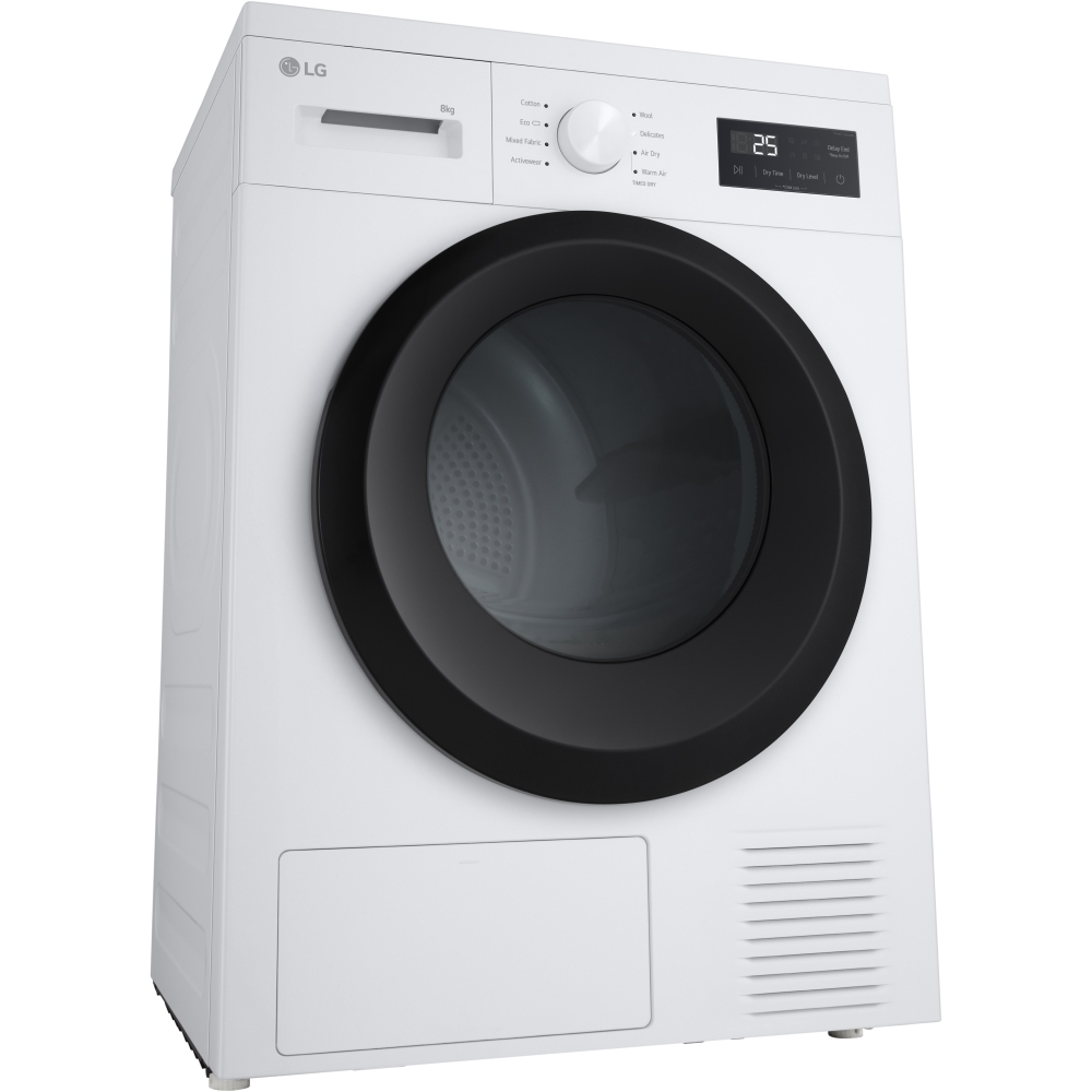LG RHA1008NWK Heat Pump Tumble Dryer, 8kg, White, A++ Rated