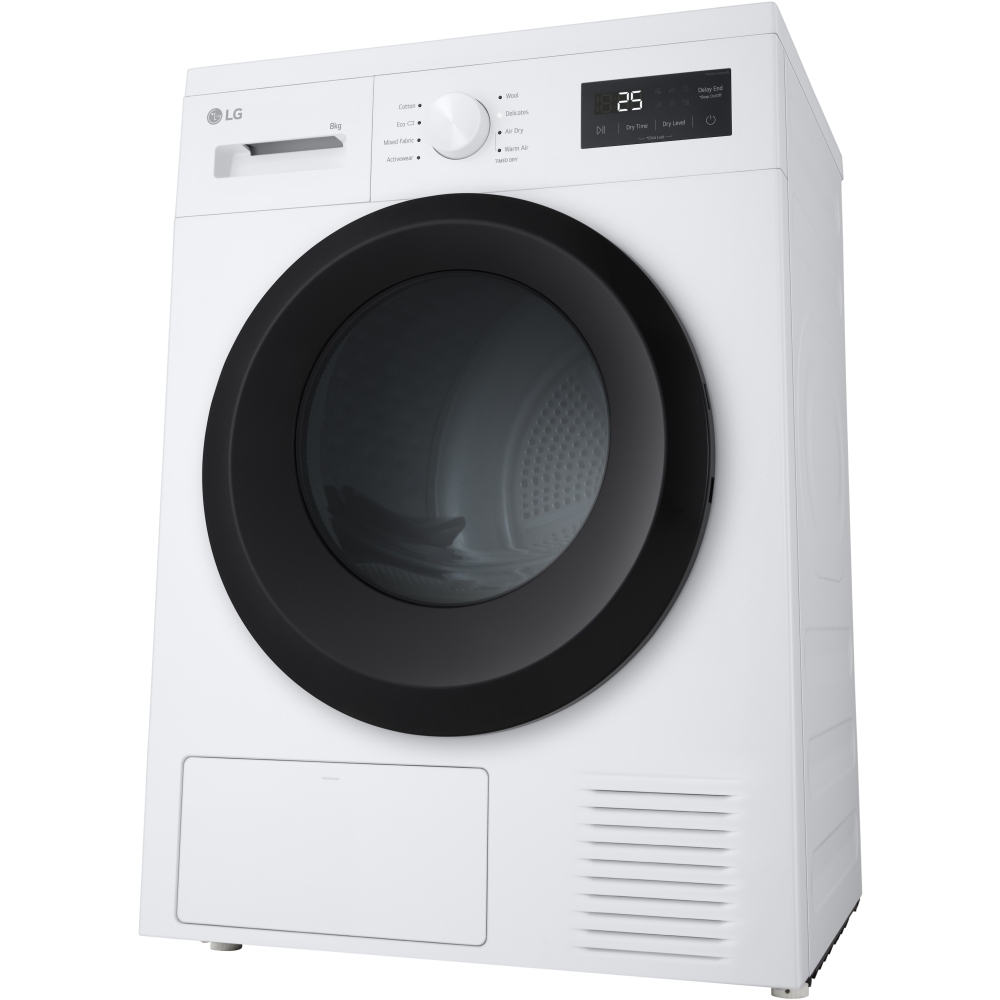 LG RHA1008NWK Heat Pump Tumble Dryer, 8kg, White, A++ Rated
