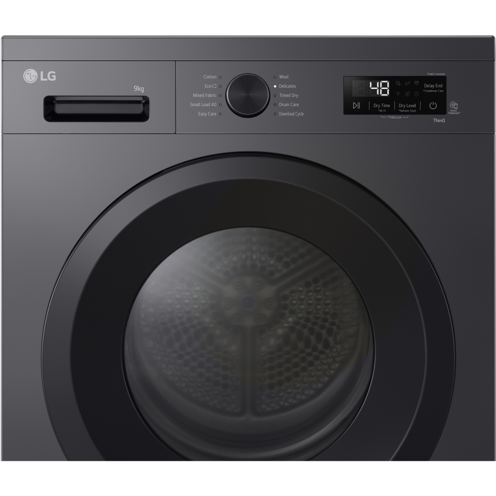 LG RHX1009NMK Heat Pump Tumble Dryer, 9kg, Grey, A+++ Rated