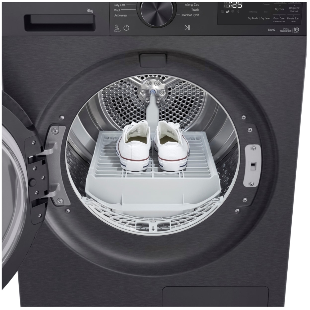 LG RHX5009TBB Heat Pump Tumble Dryer, 9kg, Black, B Rated
