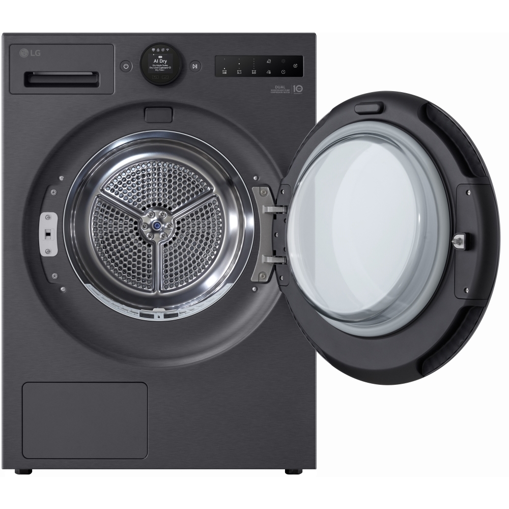 LG RHX7009TBB Heat Pump Tumble Dryer, 9kg, Black, A+++ Rated